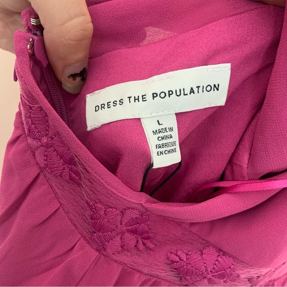 NWT New Dress the Population Odette Maxi Halter Neck Layered Dress in Hibiscus - Picture 4 of 5